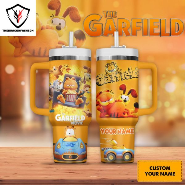 Personalized The Garfield Movie Tumbler With Handle And Straw