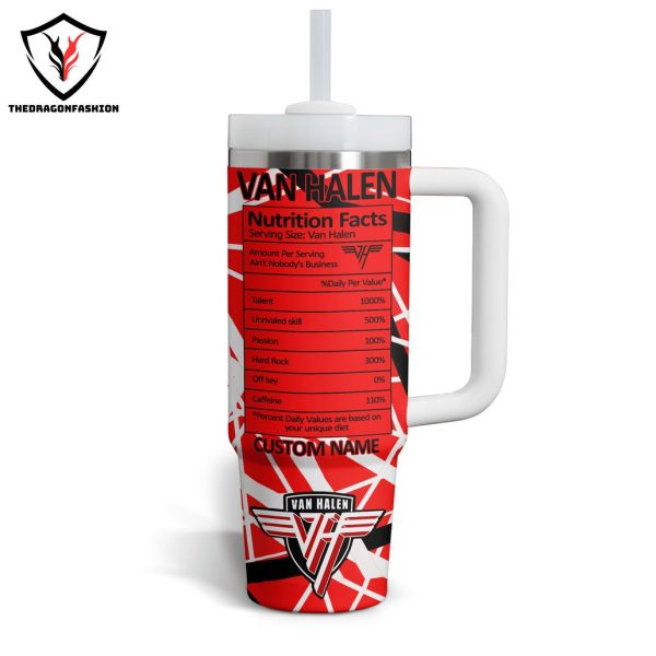 Personalized Van Halen Nutrition Fact Tumbler With Handle And Straw