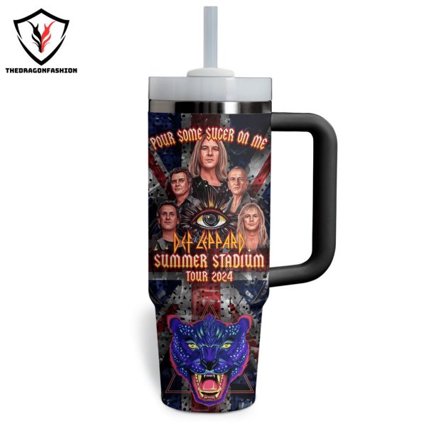 Pour Some Sucer On Me Summer Stadium Tour 2024 Def Leppard Tumbler With Handle And Straw