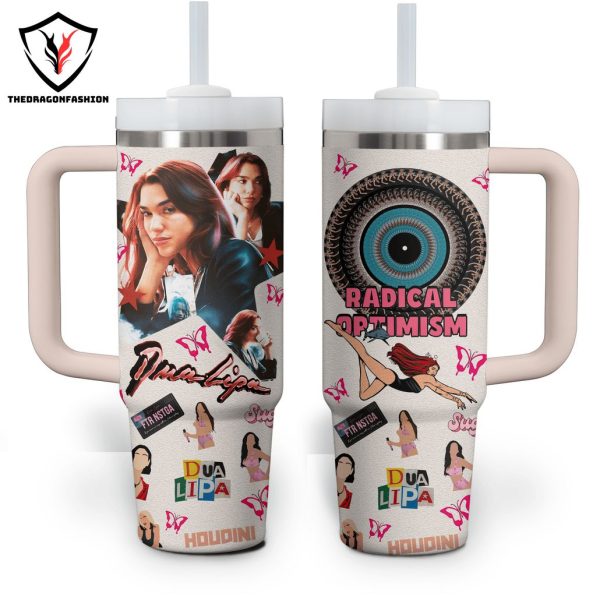 Radical Optimism Dua Lipa Design Tumbler With Handle And Straw