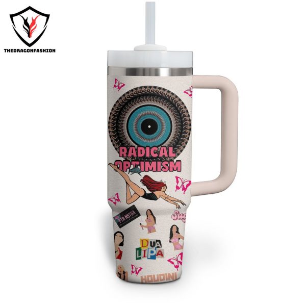 Radical Optimism Dua Lipa Design Tumbler With Handle And Straw