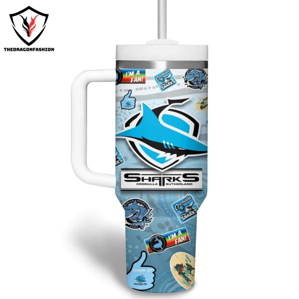 Sharks Cronulla Sutherland Im A Fan Tumbler With Handle And Straw