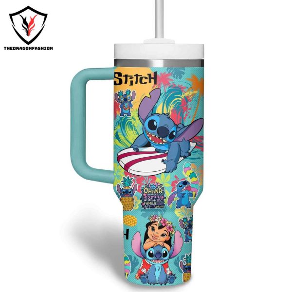 Stitch Ohana Means Family Tumbler With Handle And Straw