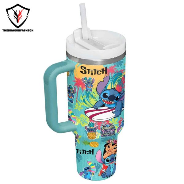 Stitch Ohana Means Family Tumbler With Handle And Straw