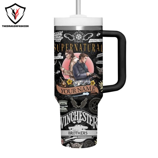 Supernatural Winchester Demon Hunters Tumbler With Handle And Straw