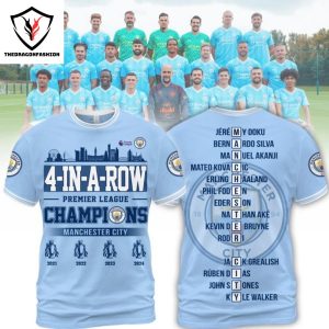 4 – In – A – Row Premier League Champions Manchester City 3D T-Shirt