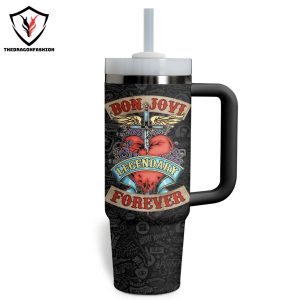 Bon Jovi 40th Anniversary Legendary Forever Tumbler With Handle And Straw
