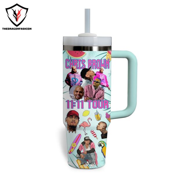 11 11 Chris Brown Tour Tumbler With Handle And Straw