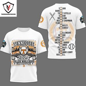Tennessee Volunteers Baseball College World Series Champions 3D T-Shirt – White