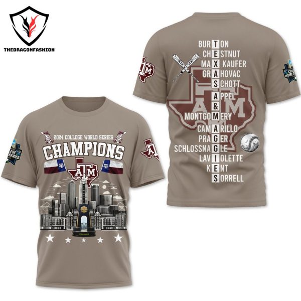 2024 College World Series Champions Texas A&M Aggies 3D T-Shirt