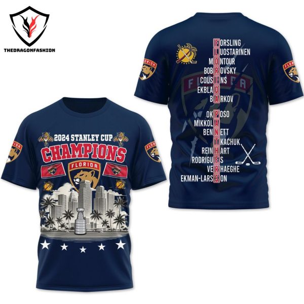 2024 Florida Panthers Stanley Cup Champions 3D T-Shirt – Blue