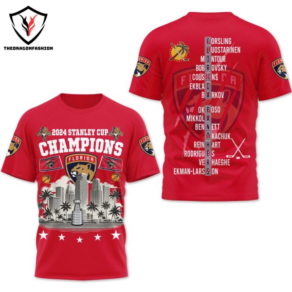 2024 Florida Panthers Stanley Cup Champions 3D T-Shirt – Red