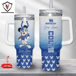 Personalized Mickey Mouse Indianapolis Colts Tumbler With Handle And Straw