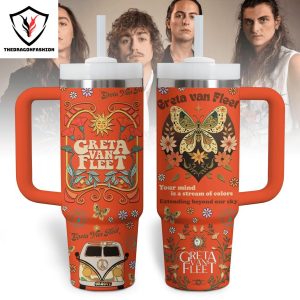 Greta Van Fleet Tumbler With Handle And Straw