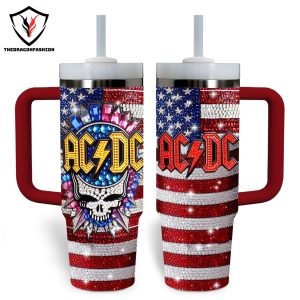 AC DC Design Tumbler With Handle And Straw