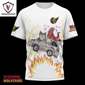 Deadpool & Wolverine Logo Let Go 3D T-Shirt – White