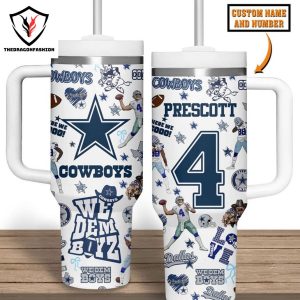 Dallas Cowboys Prescott – We Dem Boyz Tumbler With Handle And Straw – White