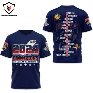 2024 Stanley Cup Champions Florida Panthers Logo 3D T-Shirt – Blue