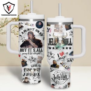 Jelly Roll – I Am Not Okay Tumbler With Handle And Straw