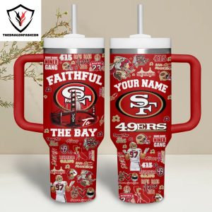 Personalized San Francisco 49ers Faithful The Bay Tumbler With Handle And Straw