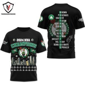 2024 NBA Champions Boston Celtics Different Here Design 3D T-Shirt – Black