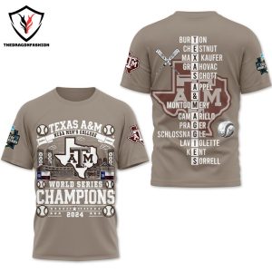 Texas A&M Aggies NCAA Men College World Series Champions 2024 3D T-Shirt