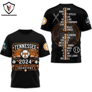 Tennessee Volunteers Baseball College World Series Champions 3D T-Shirt – Black