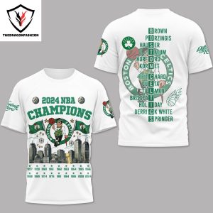 2024 NBA Champions Boston Celtics Different Here Design 3D T-Shirt – White