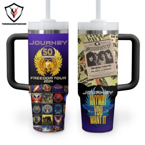 Journey 50 Anniversary Freedom Tour 2024 Tumbler With Handle And Straw