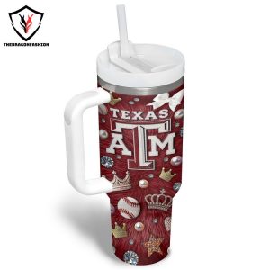 Texas A&M Aggies Baseball Tumbler With Handle And Straw