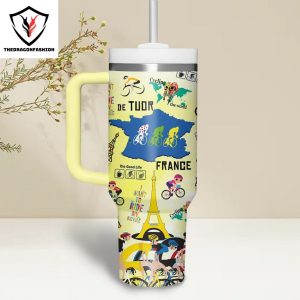 Tour De France Design Tumbler With Handle And Straw