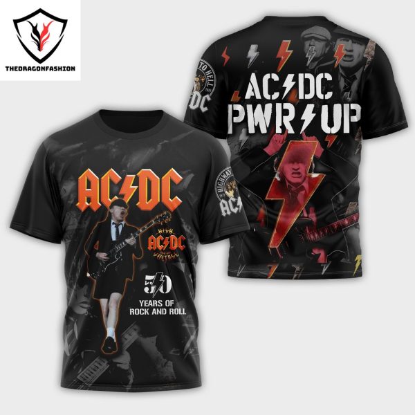 AC DC 50 Years Of Rock And Roll Pwr Up Design 3D T-Shirt