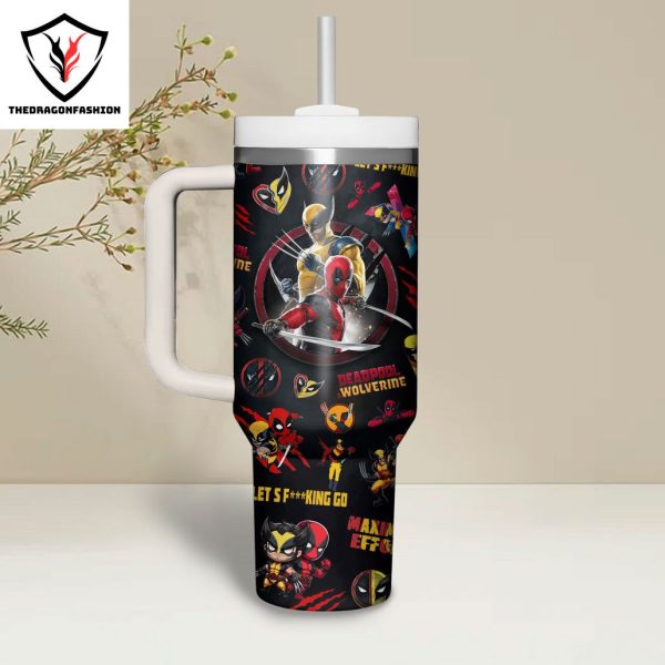 Deadpool & Wolverine Let Go Tumbler With Handle And Straw