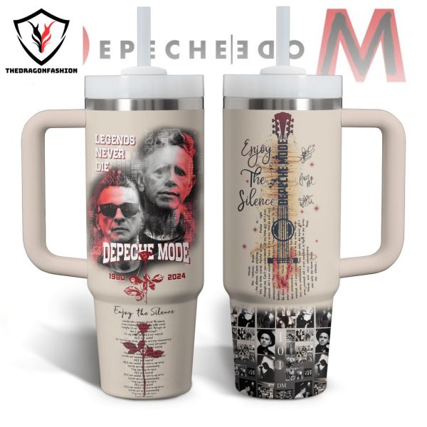 Depeche Mode Legend Never Die 1980-2024 Tumbler With Handle And Straw