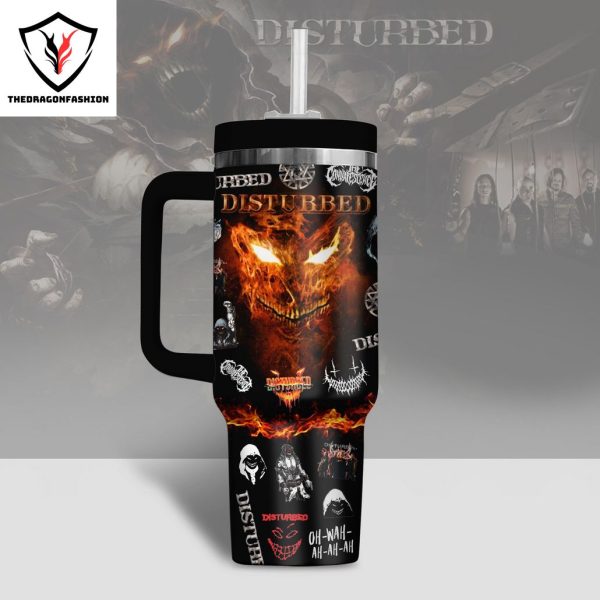 Disturbed Design Tumbler With Handle And Straw