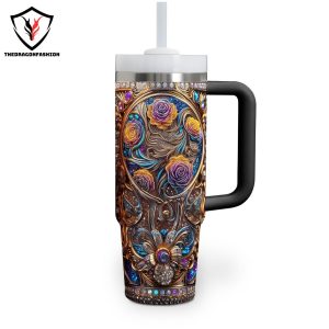 Grateful Dead Design Tumbler With Handle And Straw