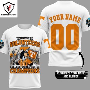Personalized Tennessee Volunteers Baseball College World Series Champions 3D T-Shirt – White