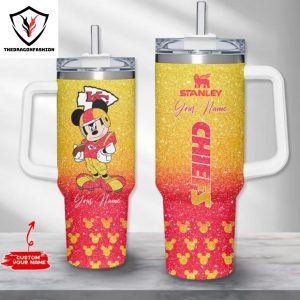 Personalized Mickey Mouse Kansas City Chiefs Tumbler With Handle And Straw