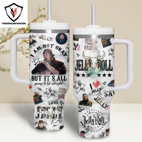 Jelly Roll – I Am Not Okay Tumbler With Handle And Straw