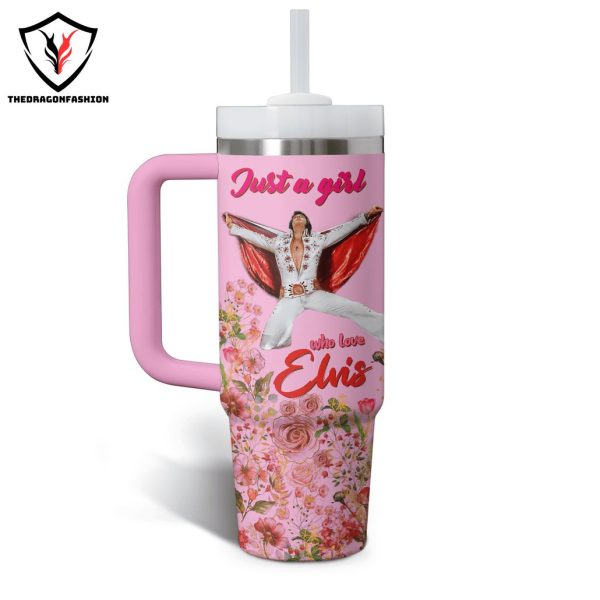 Just A Girl Who Love Elvis Presley Tumbler With Handle And Straw