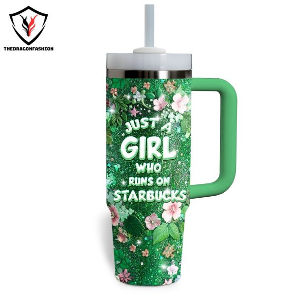 Just A Girl Who Runs On Starbucks Tumbler With Handle And Straw