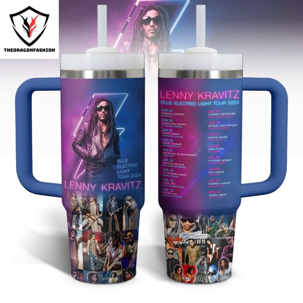 Lenny Kravitz Blue Electric Light 2024 Tumbler With Handle And Straw