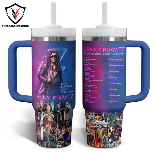 Lenny Kravitz Blue Electric Light 2024 Tumbler With Handle And Straw