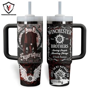 Supernatural Winchester Brothers Tumbler With Handle And Straw