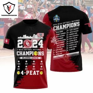 2024 NCAA Softball National Champions Oklahoma Sooners Design 3D T-Shirt