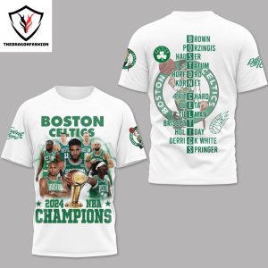 Boston Celtics 2024 NBA Champions 3D T-Shirt – White