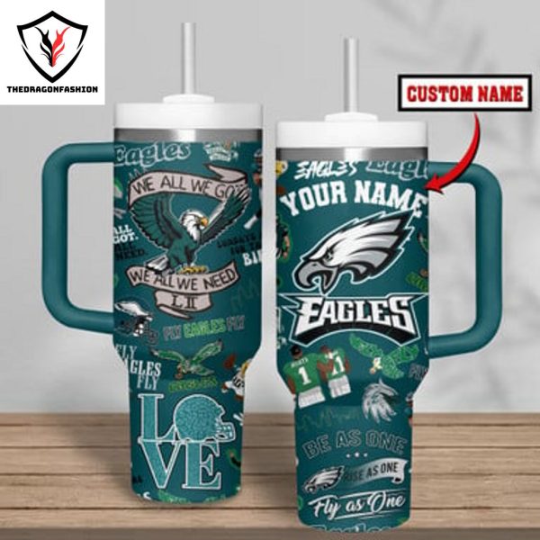 Personalized Philadelphia Eagles We All We Go We All We Need Tumbler With Handle And Straw