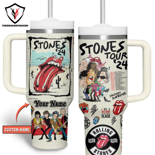 Personalized The Rolling Stones 24 Tumbler With Handle And Straw