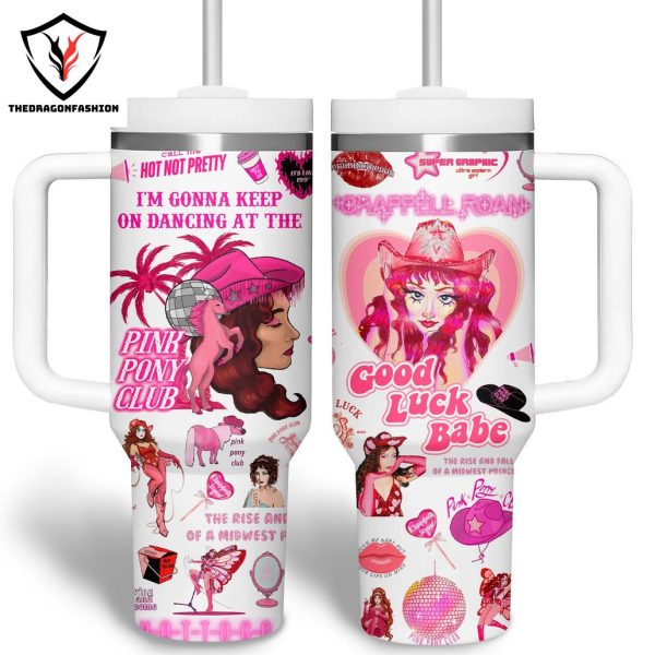 Pink Pony Club Good Luck Babe Chappell Roan Tumbler With Handle And Straw