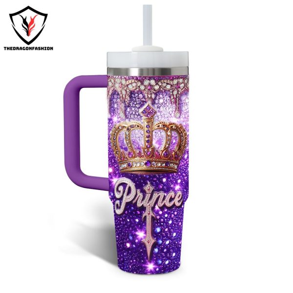 Prince Purple Rain Design Tumbler With Handle And Straw